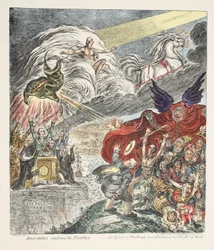 Jünger fangen den Mantel - der Geist der Dunkelheit überschattet die Priester von Baal, veröffentlicht 1808 (handkolorierte Radierung)